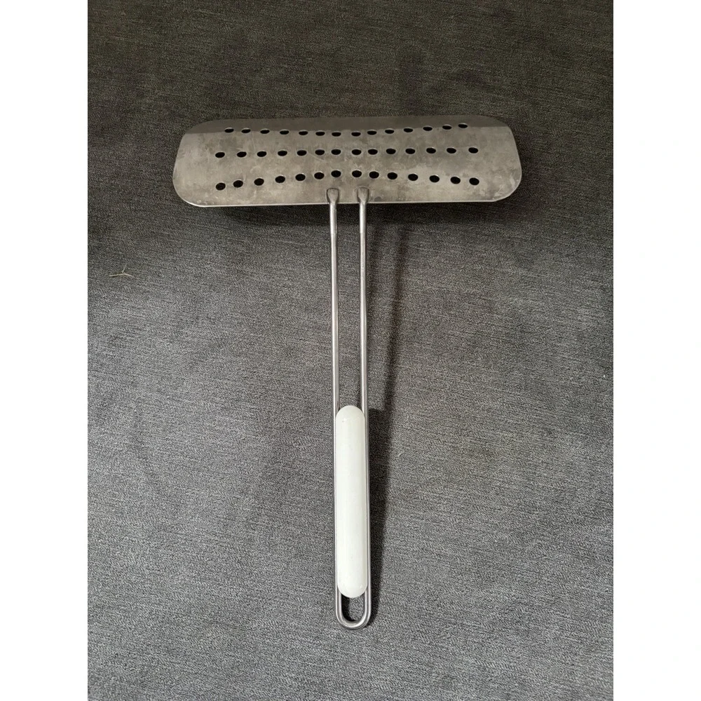 Vintage INOX 18/10 Stainless Steel Wide Slotted Spatula Turner Flipper Italy